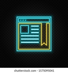 site, network neon vector icon. Blue and yellow neon vector icon