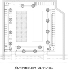 site plan of a large building for market, office, supermarket and parking scheme