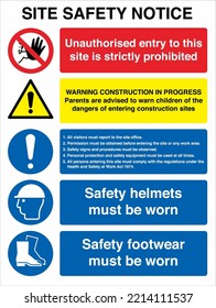 Site Safety Warning Sign Notice Boards ISO 7010 Dangerous Site Unauthorized Entry To This Site Is Strictly Prohibited