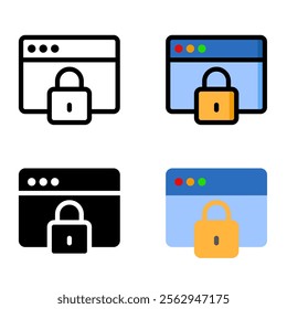 Site secutiry icon set. Suitable for cyber security icon element. Website protection symbol.