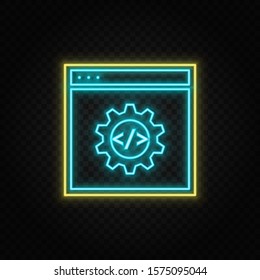 site, setting neon vector icon. Blue and yellow neon vector icon