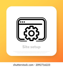 Site Setup Line Sign. Computer Repair Sarvice. Landing Pages. Vector Line Icon For Business And Advertising.