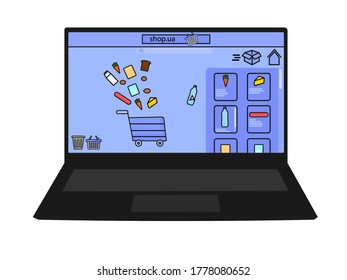 site for shopping products on the Internet via a laptop.