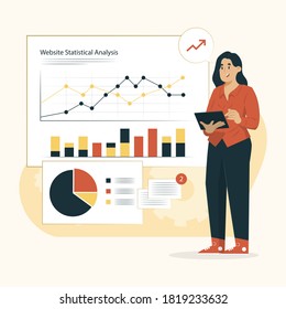 Site stats concept website statistical analysis illustration for banner, poster, website, etc.