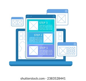 Site structure infographic chart design template. Information organization. Abstract vector infochart with blank copy spaces. Instructional graphics with 3 step sequence. Visual data presentation