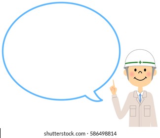 Site supervisor with blank text bubble,Balloon