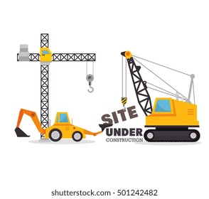 site under construction equipment graphic
