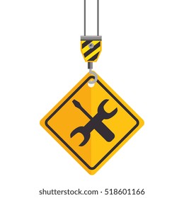 site under construction hook holds sign