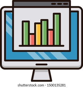 Site web analytics vector icon filled outline