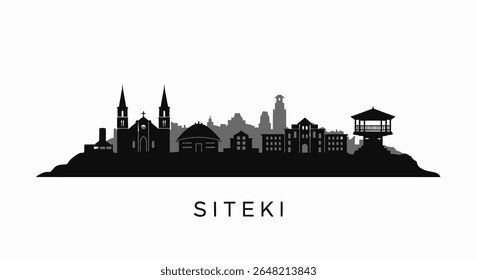 A silhueta da cidade de Siteki com a Eswatini.