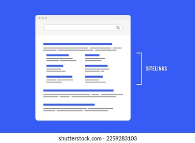 Sitelinks - search engine feature providing quick navigation to specific parts of website. SEO optimizing sitelinks can improve websites ranking on the search engine result page - SERP