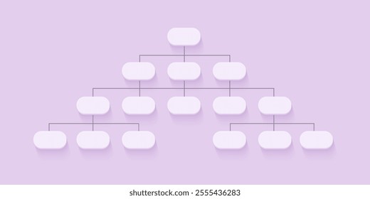 Sitemap 3D icon. Flowchart UI UX. Vector illustration. Hierarchy concept. Data organization. Perfect for web and app interfaces, infographics.