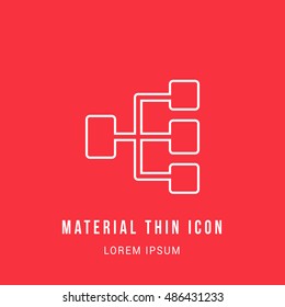 Sitemap Bright red material designed line thin flat icon / logo