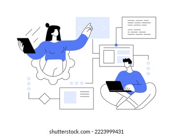 Sitemap creation abstract concept vector illustration. Web development, website optimization, sitemap creation tool, web page structure, sitemaps online software, XML tutorial abstract metaphor.