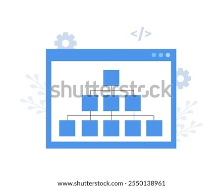 Sitemap Creation icon. SEO optimization. Site architecture. Diagram and structure website. Flowchart UI UX. Vector illustration in flat cartoon style.