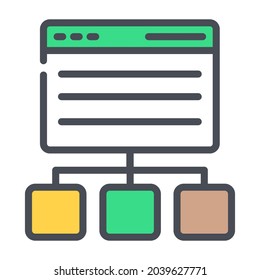 sitemap flat line design, SEO and web flat design for mobile concepts and web apps. Collection of modern infographic logo and pictogram.