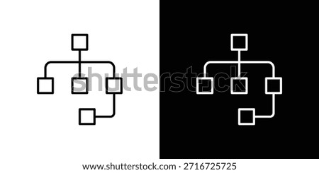 Sitemap icons black and white vector, line icon set.
