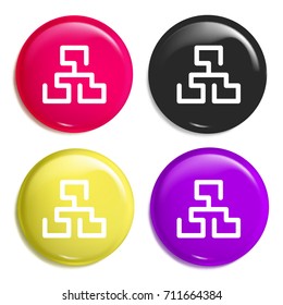 Sitemap multi color glossy badge icon set. Realistic shiny badge icon or logo mockup