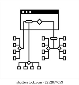 Sitemap Navigation Icon, Web Site Map Navigation Icon Vector Art Illustration