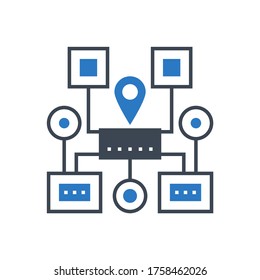 Sitemap Navigation Related Vector Glyph Icon. Isolated on White Background. Vector Illustration.