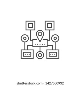 Sitemap Navigation Related Vector Thin Line Icon. Isolated on White Background. Editable Stroke. Vector Illustration.