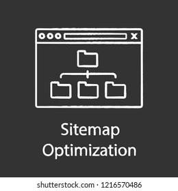 Sitemap Optimization Chalk Icon. Site Content Organization. Web Site Map Optimization. SEO. Data Organization. XML Sitemap. Isolated Vector Chalkboard Illustration