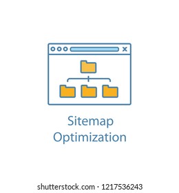 Sitemap Optimization Color Icon. Site Content Organization. Web Site Map Optimization. SEO. Data Organization. XML Sitemap. Isolated Vector Illustration