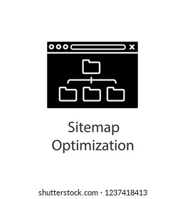 Sitemap Optimization Glyph Icon. Site Content Organization. Web Site Map Optimization. SEO. Data Organization. XML Sitemap. Silhouette Symbol. Negative Space. Vector Isolated Illustration