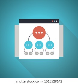 Sitemap optimization linear icon. Site organization. Thin line illustration. Web site map optimization. Blue Theme Concept