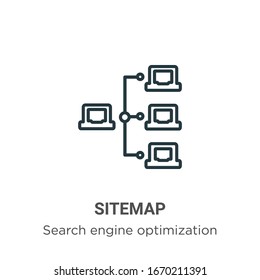 Icono de vector de contorno del sitemap. Icono de sitemap negro de línea delgada, ilustración de elemento simple vector plano de seo editable y concepto web trazo aislado en fondo blanco