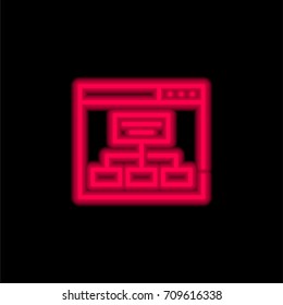 Sitemap red glowing neon ui ux icon. Glowing sign logo vector