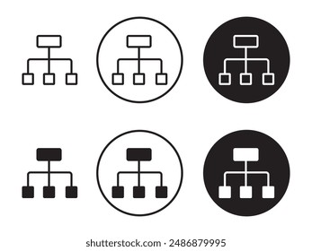 Sitemap thin line black  icon, Org Hierarchy, organization chart icon, Project team. Project management, Team structure, Black solid icon for Dom diagram