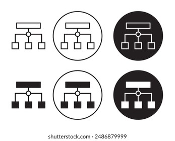 Sitemap thin line black  icon, Org Hierarchy, organization chart icon, Project team. Project management, Team structure, Black solid icon for Dom diagram