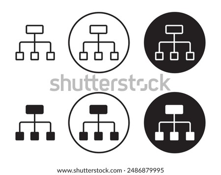 Sitemap thin line black  icon, Org Hierarchy, organization chart icon, Project team. Project management, Team structure, Black solid icon for Dom diagram