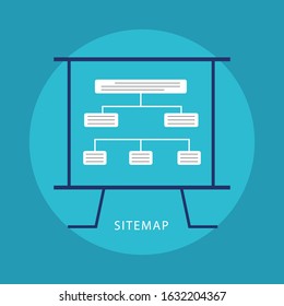 Sitemap vector icon on blue background