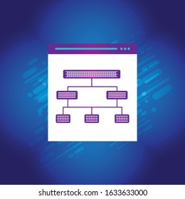Sitemap vector icon on blue background