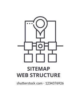 Sitemap web structure line icon concept. Sitemap web structure vector linear illustration, symbol, sign