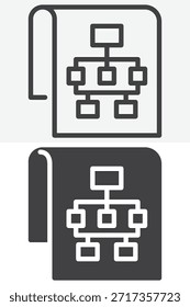 Conjunto de iconos de estructura de Sitio web en diferente estilo. Icono de contorno de línea y versión sólida, signo de Vector de trazo editable y símbolo de navegación, jerarquía, UX y SEO.