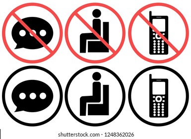 Sit-in mobile phone talkative use prohibition illustration notice