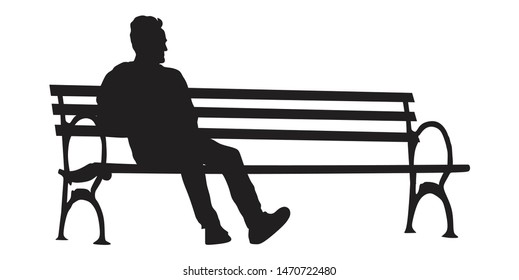 Sits On Bench Vector Stock Vector (Royalty Free) 1470722480 | Shutterstock