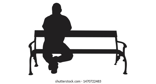 Мan sits on a bench. Vector