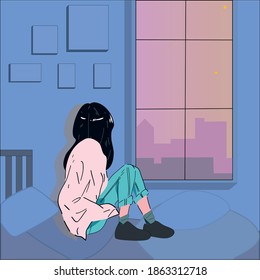 Sitting alone in the room at night
