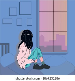 Sitting alone in the room at night