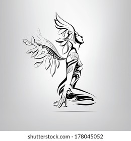 Sitting angel. vector illustration