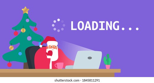 Weihnachtsfeiertage mit wütenden Weihnachtsstuben mit Laptop und Wartezeit