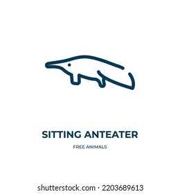 Sitting anteater icon. Linear vector illustration from free animals collection. Outline sitting anteater icon vector. Thin line symbol for use on web and mobile apps, logo, print media.