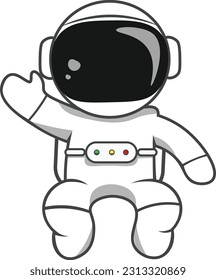 sitting astronaut while waving hands