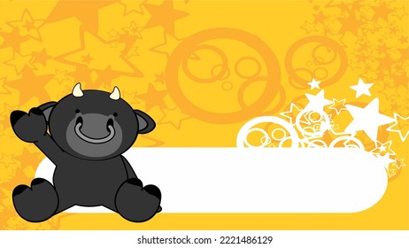 sitting baby bull chibi cartoon illustration background in vector format