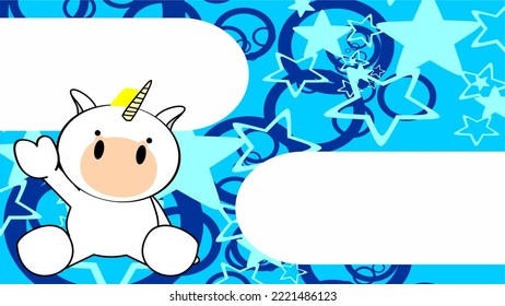 sitting baby unicorn chibi cartoon illustration background in vector format