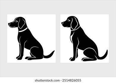 Sitting beagle dog silhouette vector illustration